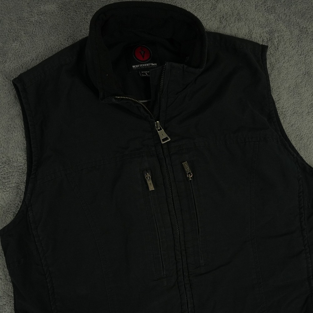SCOTTeVEST RFID Travel Vest Womens Large Black Multi-Pocket Utility Techwear
